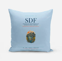 Thumbnail for Louisville Muhammad Ali International Airport (SDF) design on light blue pillow