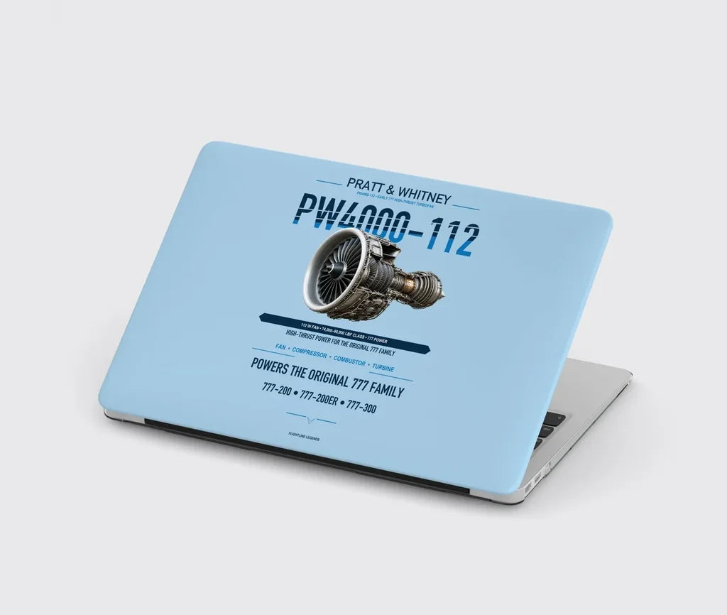 PW4000-112 design on light blue MacBook case