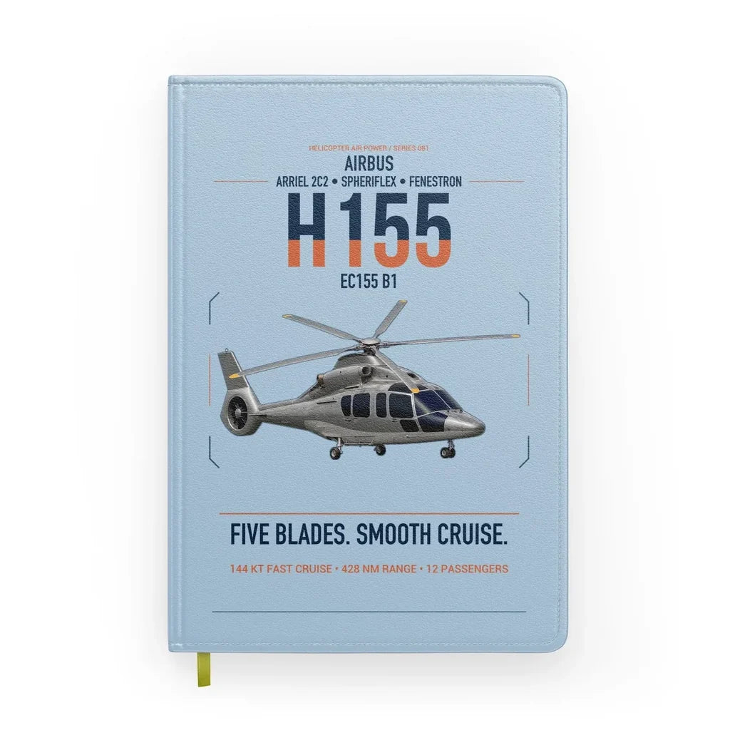Airbus H155 EC155 B1 design on light blue notebook