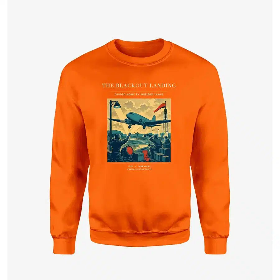 VINTAGE G4501 - The Blackout Landing - Designed Sweatshirts design on orange