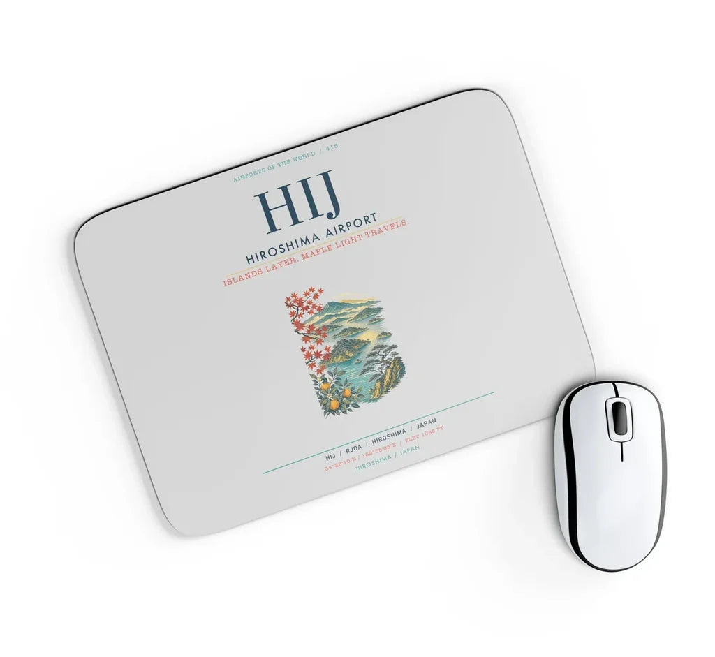 Hiroshima Airport (HIJ) design on light gray rectangle mouse pad