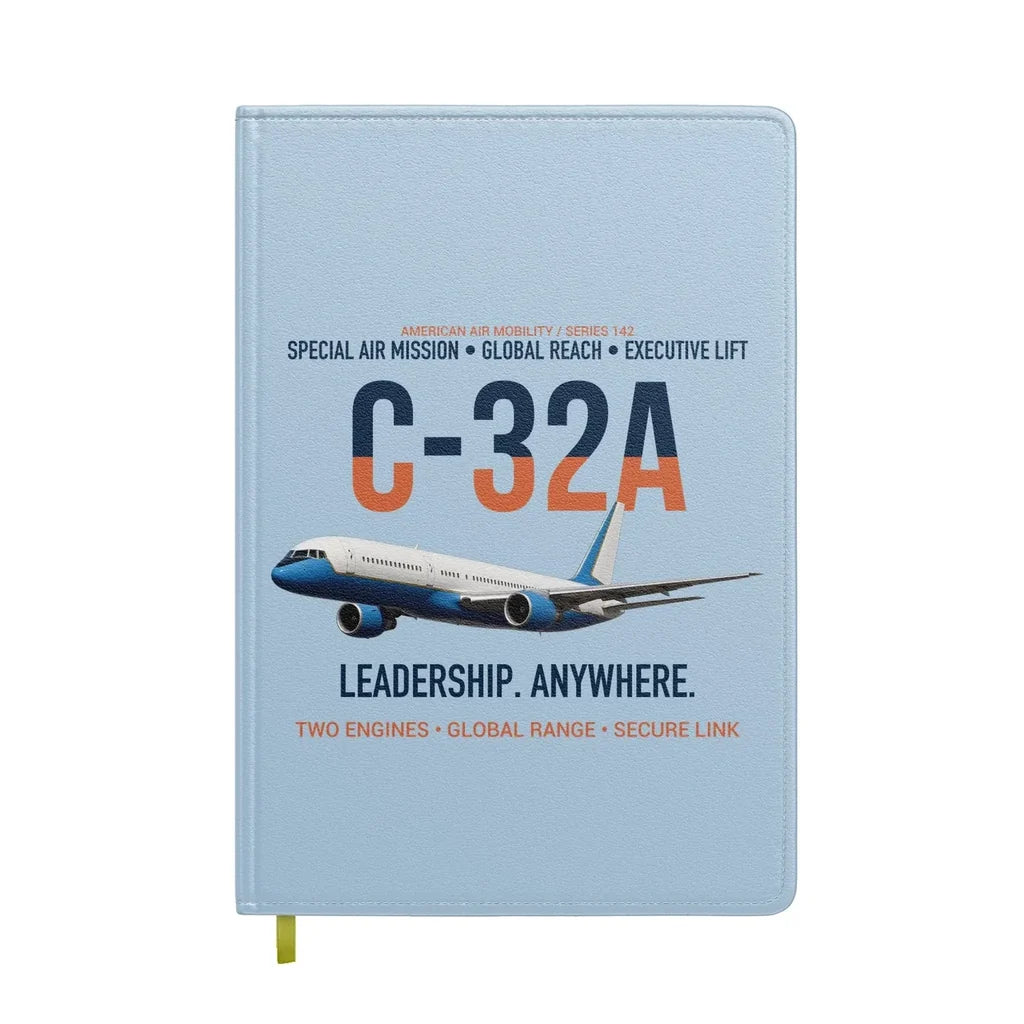 C-32A Air Force Two Global Reach design on light blue notebook