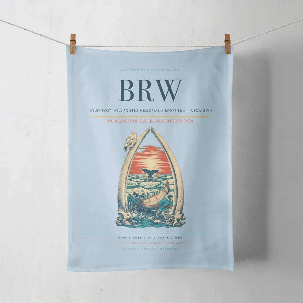 Wiley Post–Will Rogers Memorial Airport (BRW) design on light blue towel