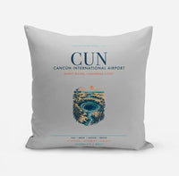 Thumbnail for Cancún International Airport (CUN) design on light gray pillow
