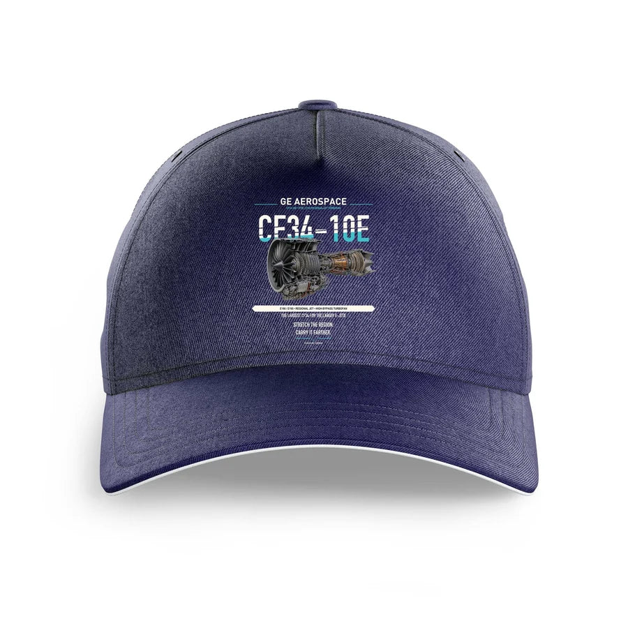 CF34-10E design on dark blue printed hat