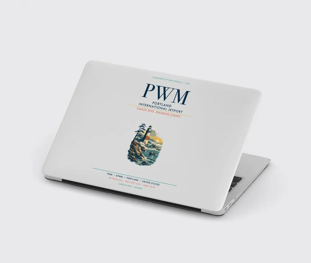 Portland International Jetport (PWM) design on light gray MacBook case
