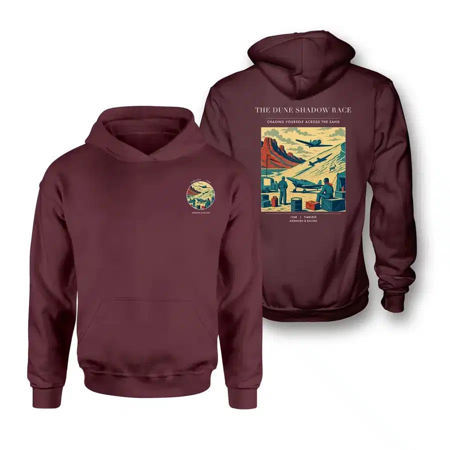 VINTAGE G4334 - The Dune Shadow Race - Double-Side Hoodie design on darkred double side