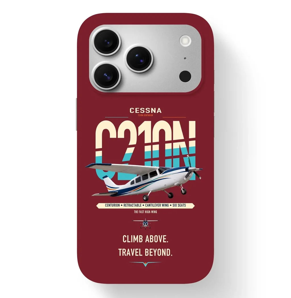 Cessna T210N Centurion design on dark red magsafe iphone case, for iPhone 17 Pro