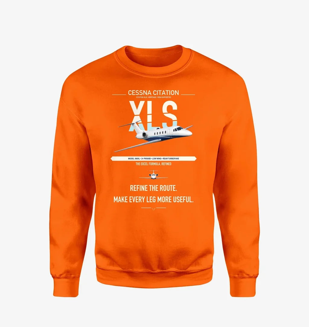 Cessna Citation XLS design on orange sweatshirt