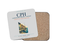 Thumbnail for Copenhagen Airport Kastrup (CPH) design on light gray 1 piece coaster