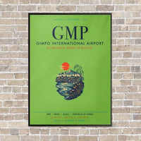 Thumbnail for Gimpo International Airport GMP vertical canvas print - framed - light green background