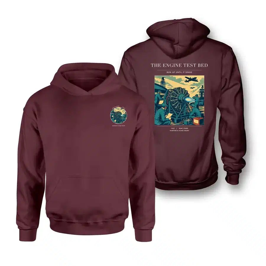 VINTAGE G4520 - The Engine Test Bed - Double-Side Hoodie design on darkred double side