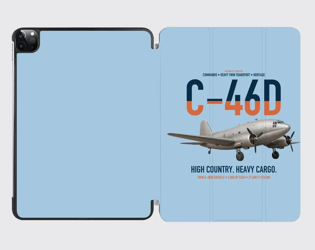 C-46D Commando design on light blue ipad tablet case