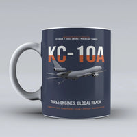 Thumbnail for KC-10A EXTENDER design on dark blue ceramic mug, double-side print