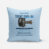Thumbnail for TRENT XWB-84 design on light blue pillow
