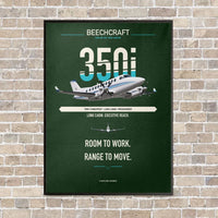 Thumbnail for Beechcraft King Air 350i vertical canvas print - framed - dark green background