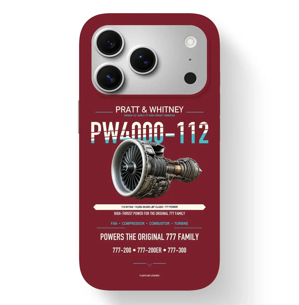 PW4000-112 Case design on dark red iphone case