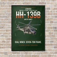 Thumbnail for Leonardo HH-139B vertical canvas print - framed - dark green background