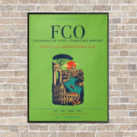 Thumbnail for Rome Leonardo da Vinci Fiumicino Airport FCO vertical canvas print - framed - light green background