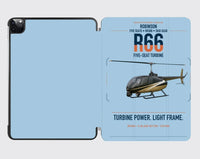 Thumbnail for Robinson R66 design on light blue ipad tablet case