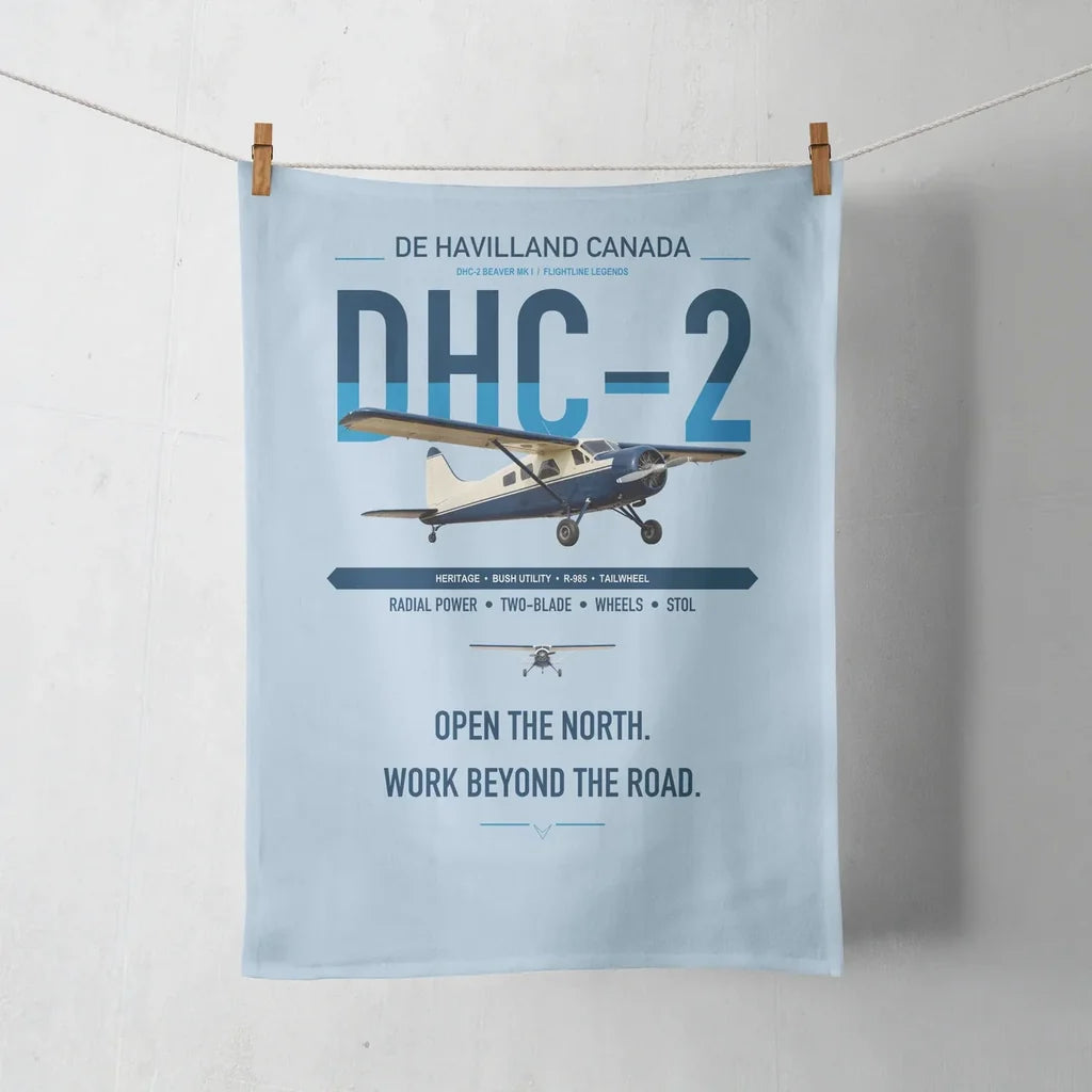 DHC-2 Beaver Mk I design on light blue towel