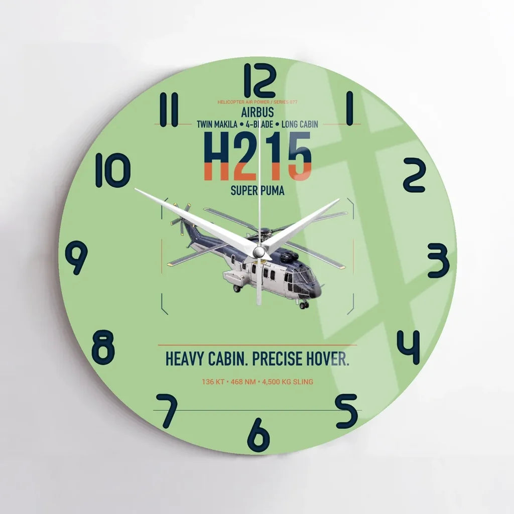 Airbus H215 design on light green no frame wall clock