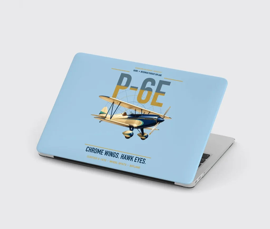 Curtiss P-6E Hawk design on light blue MacBook case