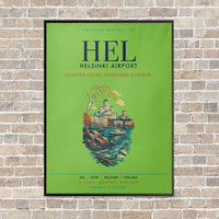 Thumbnail for Helsinki Airport HEL vertical canvas print - framed - light green background