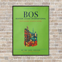 Thumbnail for Boston Logan International Airport BOS vertical canvas print - framed - light green background