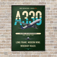 Thumbnail for Airbus A330-900neo vertical canvas print - framed - dark green background