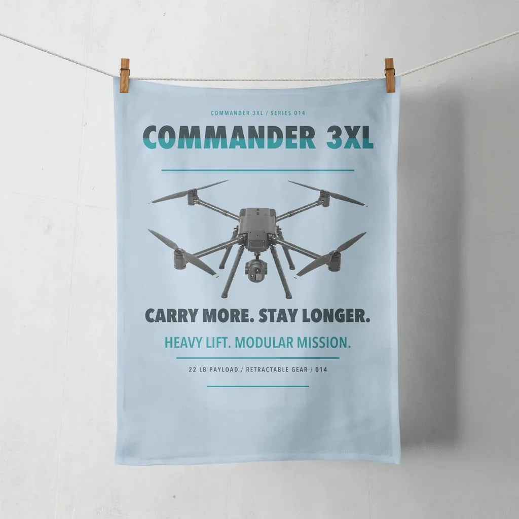 Draganfly Commander 3XL design on light blue towel