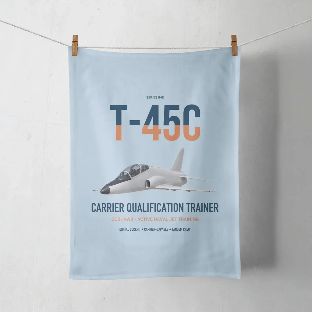 T-45C Goshawk design on light blue towel