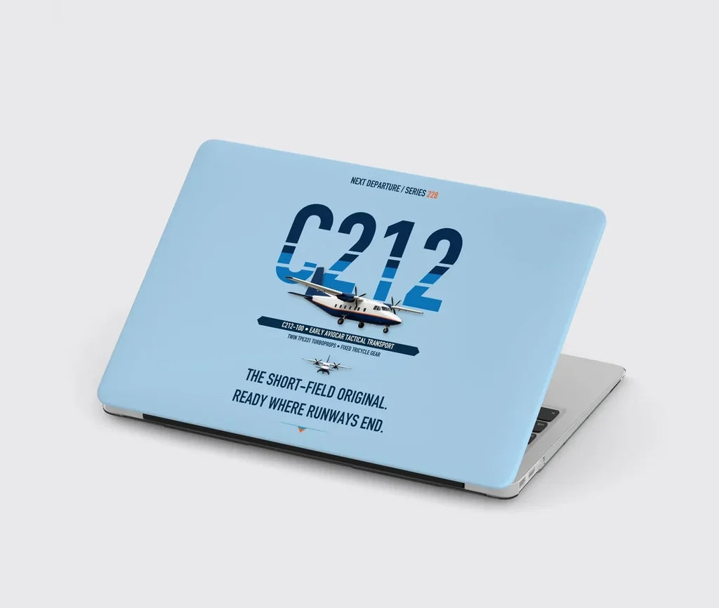 CASA C-212-100 Aviocar design on light blue MacBook case