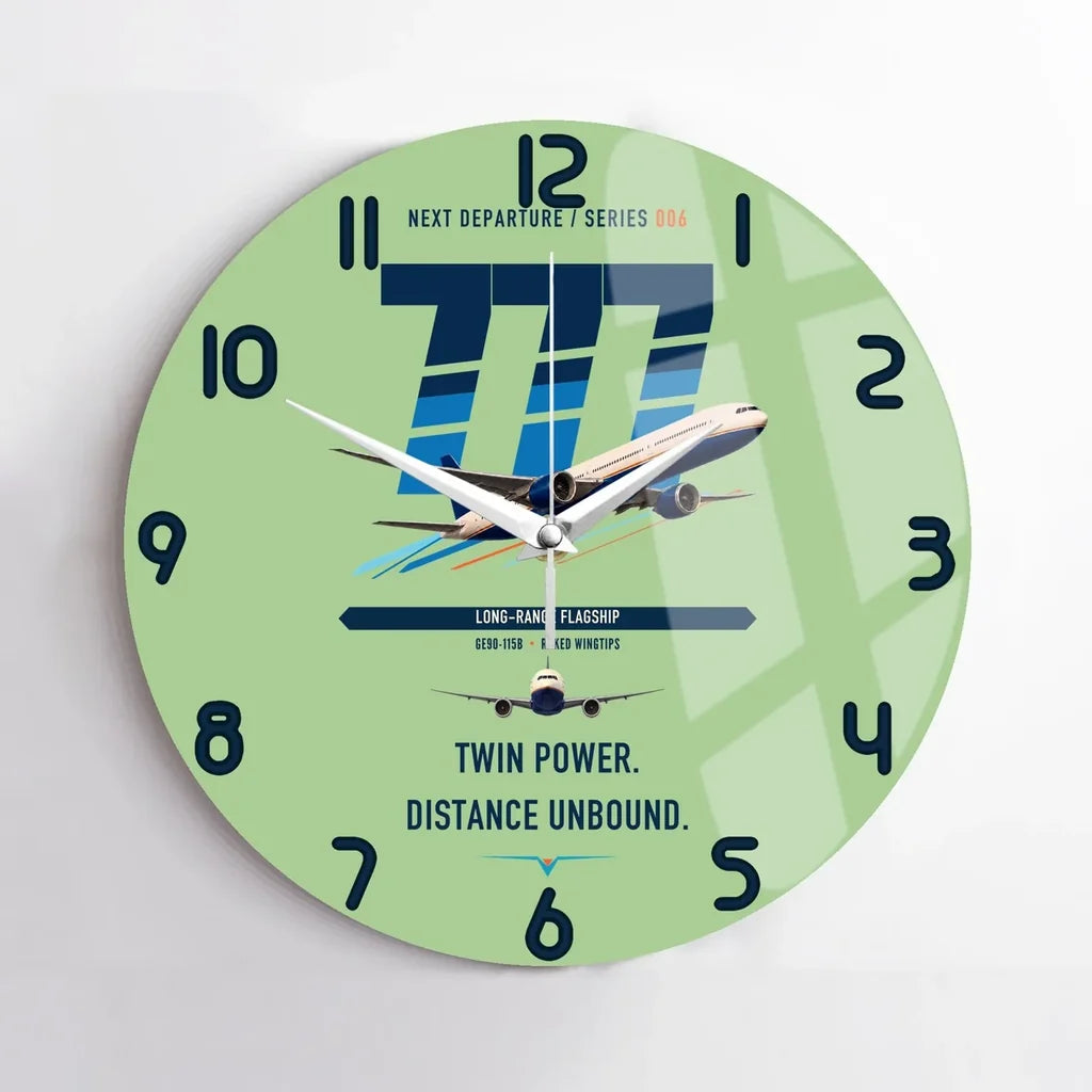 Boeing 777-300ER design on light green no frame wall clock