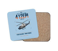 Thumbnail for Bell 412EPI design on light blue 1 piece coaster