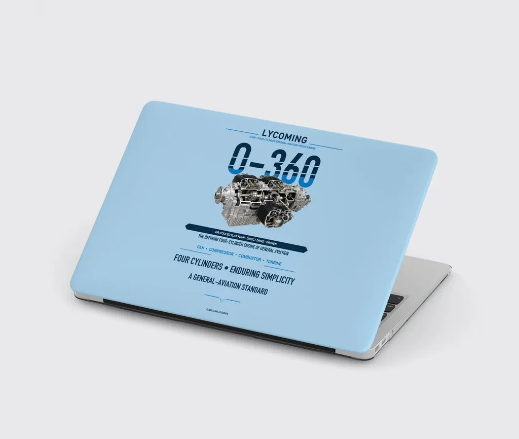 O-360 design on light blue MacBook case