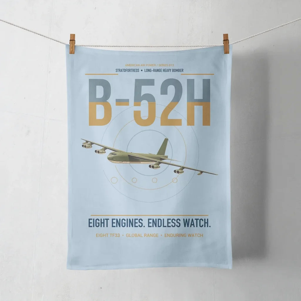 B-52H Stratofortress design on light blue towel