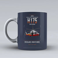 Thumbnail for Airbus H175 design on dark blue ceramic mug, double-side print