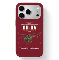 Thumbnail for Hughes OH-6A Cayuse design on dark red magsafe iphone case, for iPhone 17 Pro