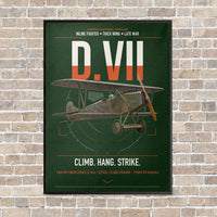 Thumbnail for Fokker D.VII vertical canvas print - framed - dark green background