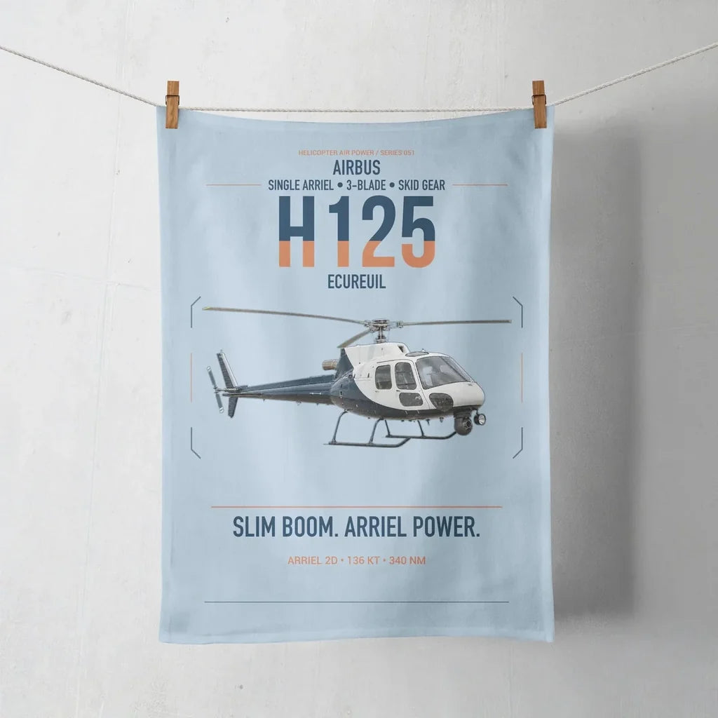 Airbus H125 design on light blue towel