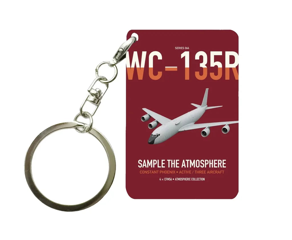 WC-135R Constant Phoenix design on dark red designed key chain, double-side print