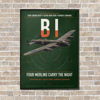 Thumbnail for Avro Lancaster B I vertical canvas print - framed - dark green background