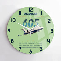 Thumbnail for Bombardier Challenger 605 design on light green no frame wall clock