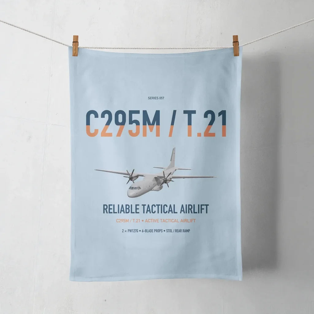 Airbus C295M T.21 design on light blue towel