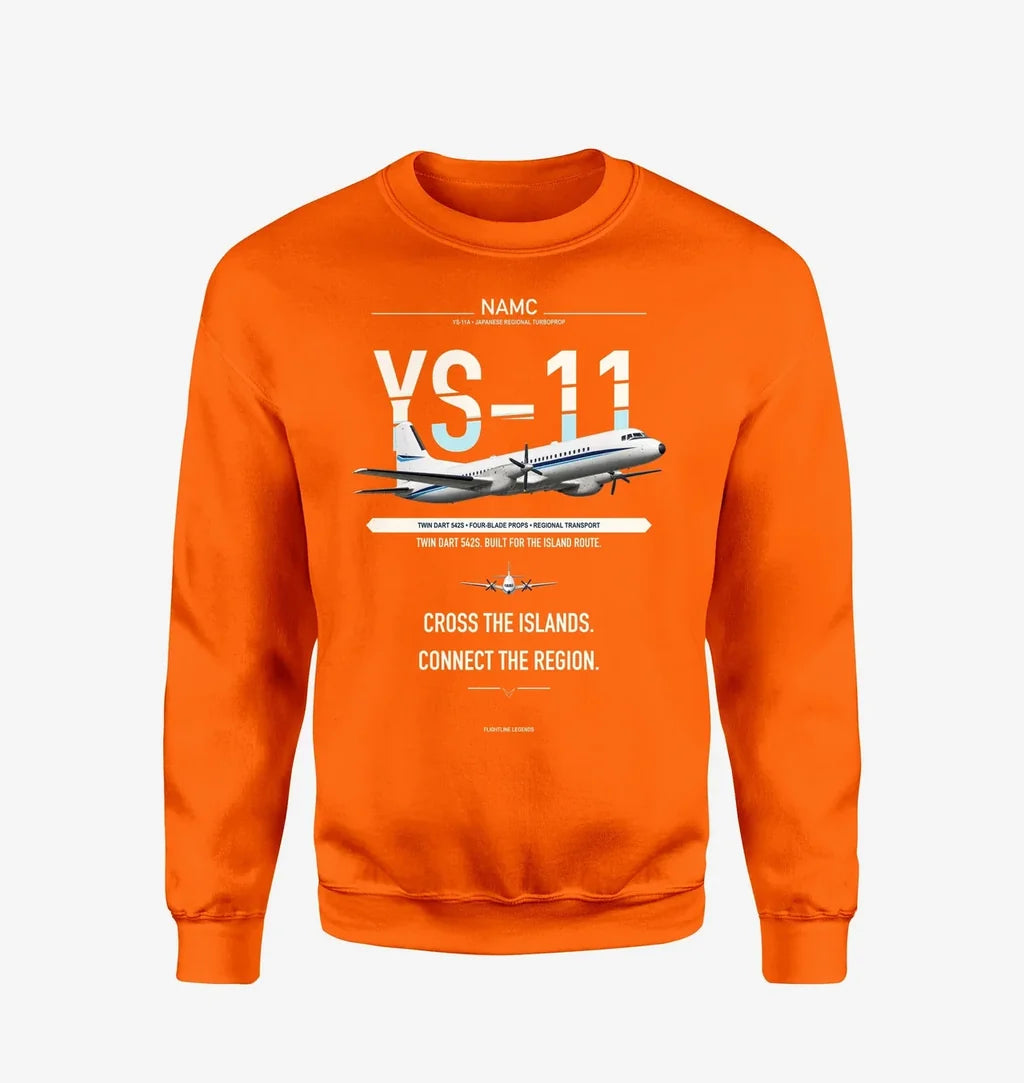 NAMC YS-11A design on orange sweatshirt
