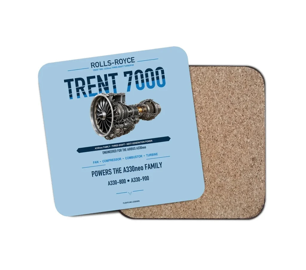 Embraer ERJ145 design on light blue 1 piece coaster