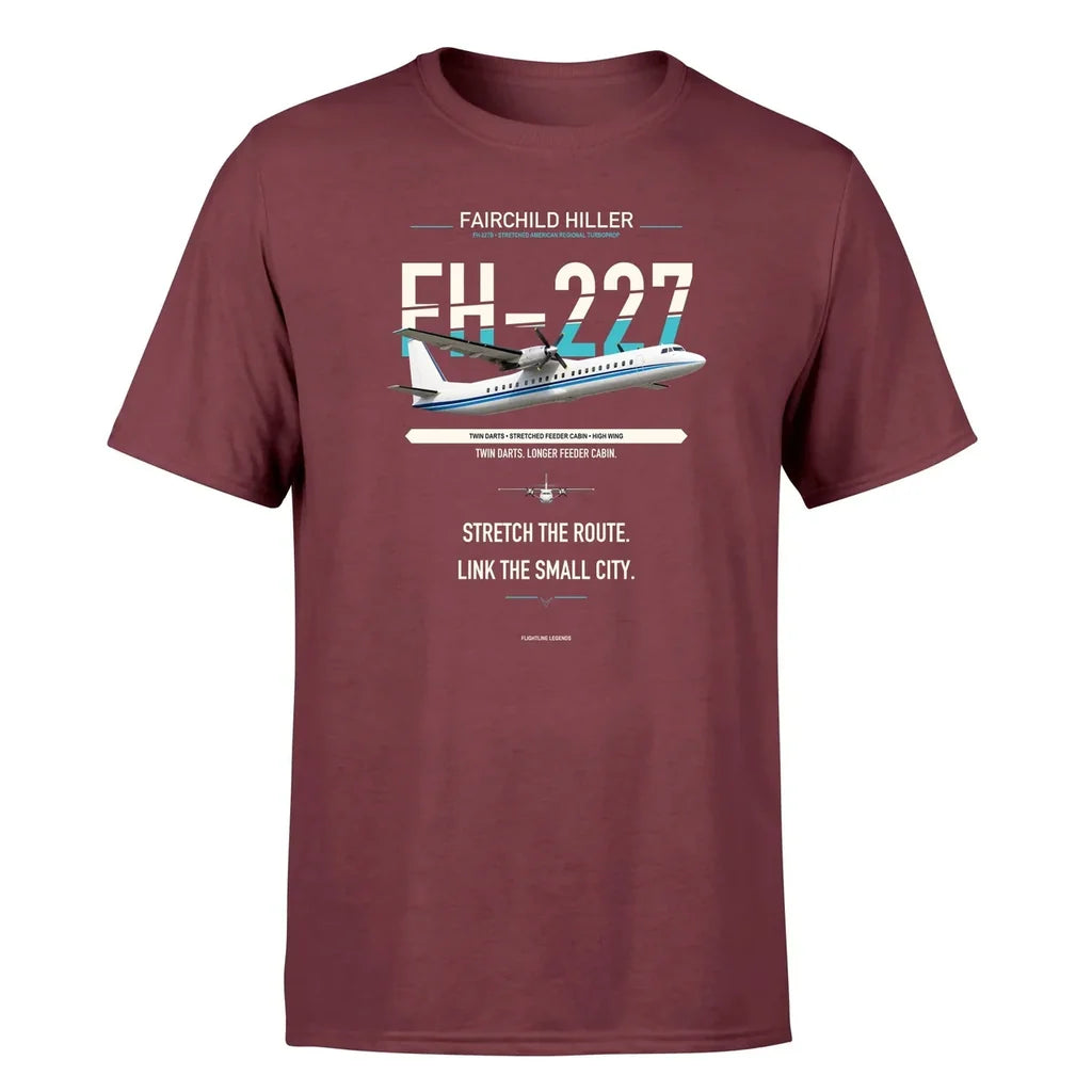 Fairchild Hiller FH-227B design on dark red single side