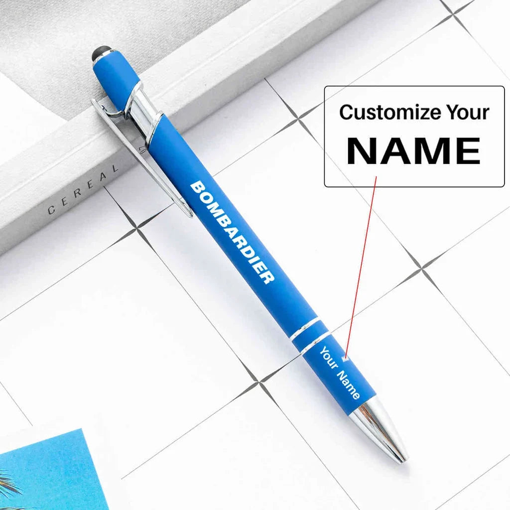 Bombardier & Text touch pen - blue with name