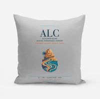 Thumbnail for Alicante-Elche Miguel Hernandez Airport (ALC) design on light gray pillow